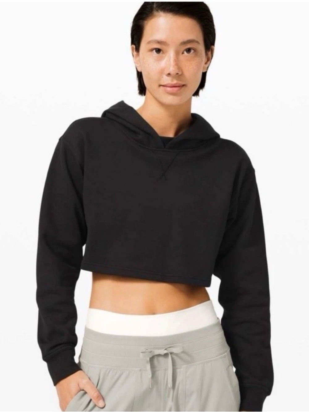 Lululemon Women's Black All Yours Cropped Hoodie Size 0 RN106259 Athleisure Soft